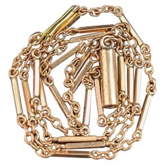 Antique 9k Rose Gold, Bar Link Chain Necklace, Edwardian