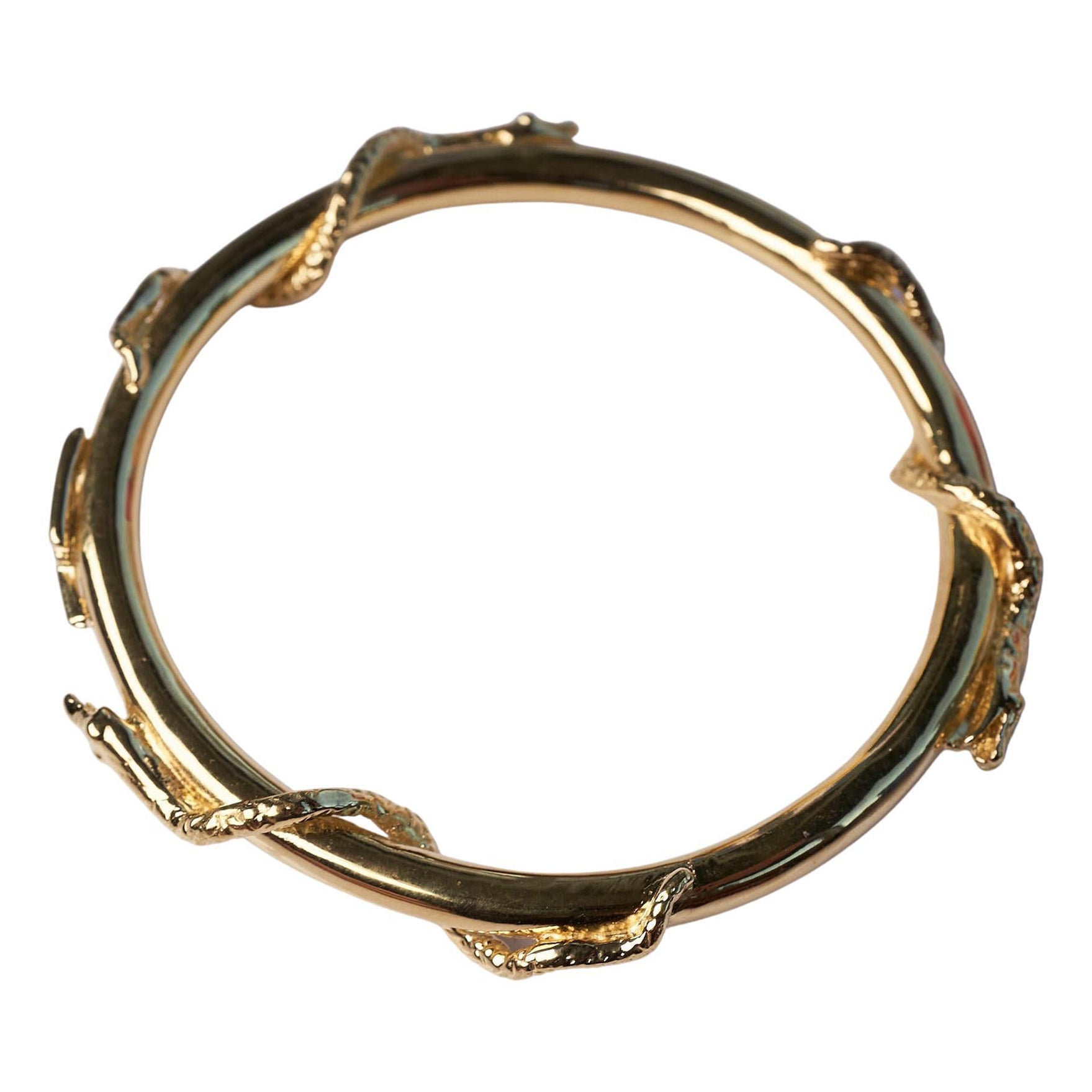 Snake Bangle Bracelet Victorian Style Gold Plated J Dauphin For Sale