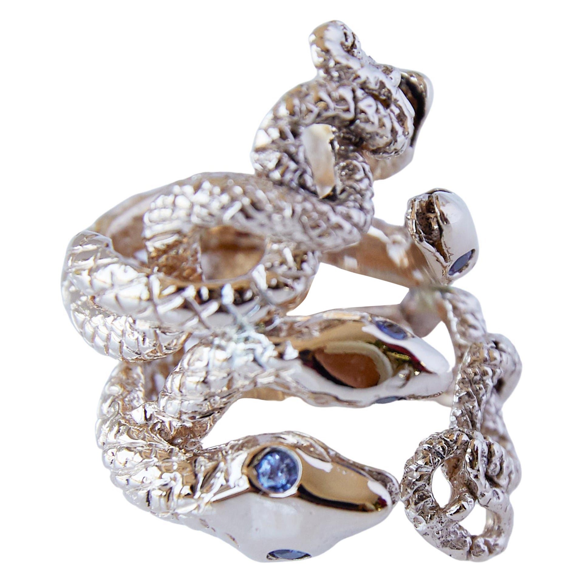 Bague cocktail en tanzanite avec serpent J Dauphin en bronze