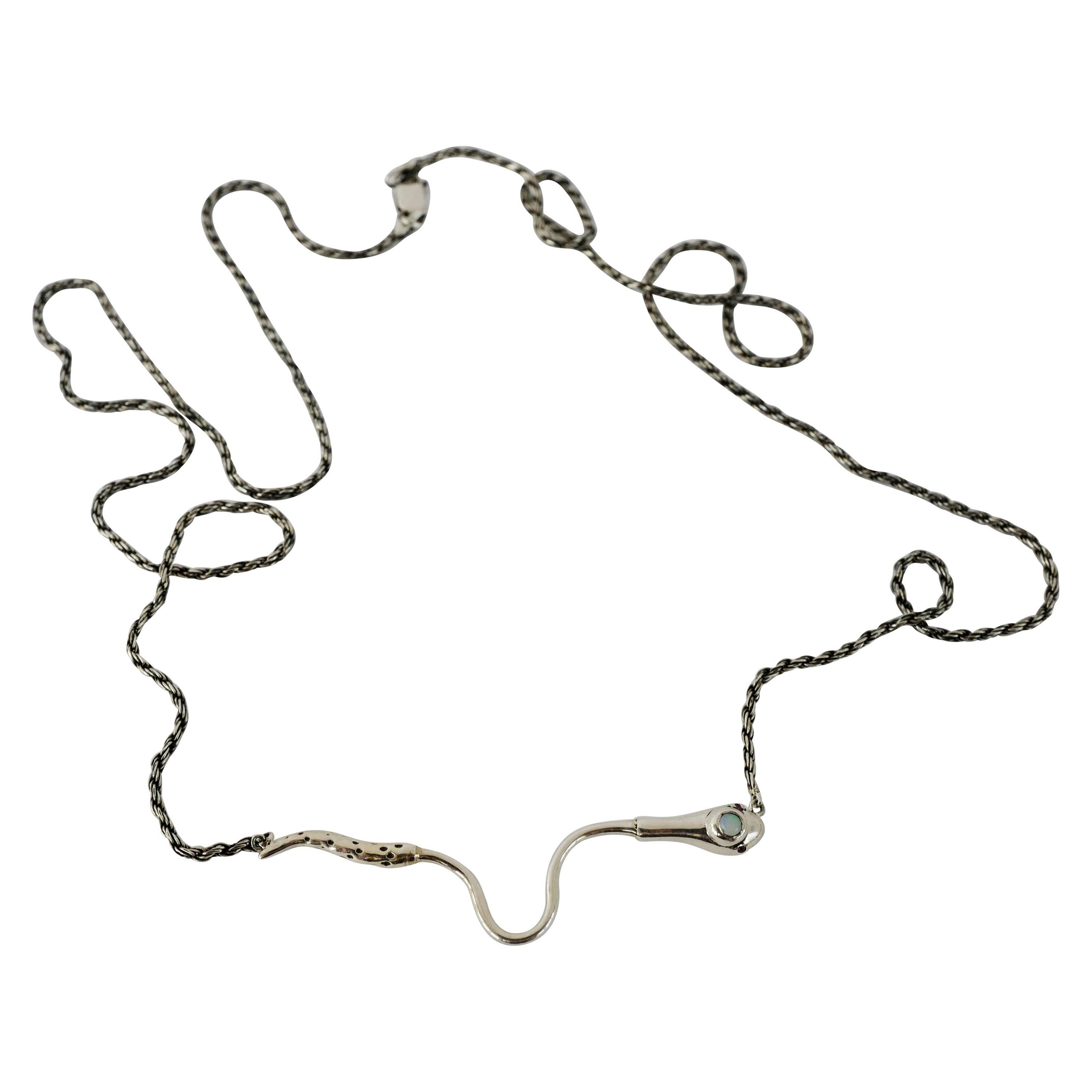 Opal-Rubin-Schlangenhalskette Italienische Silberkette J Dauphin