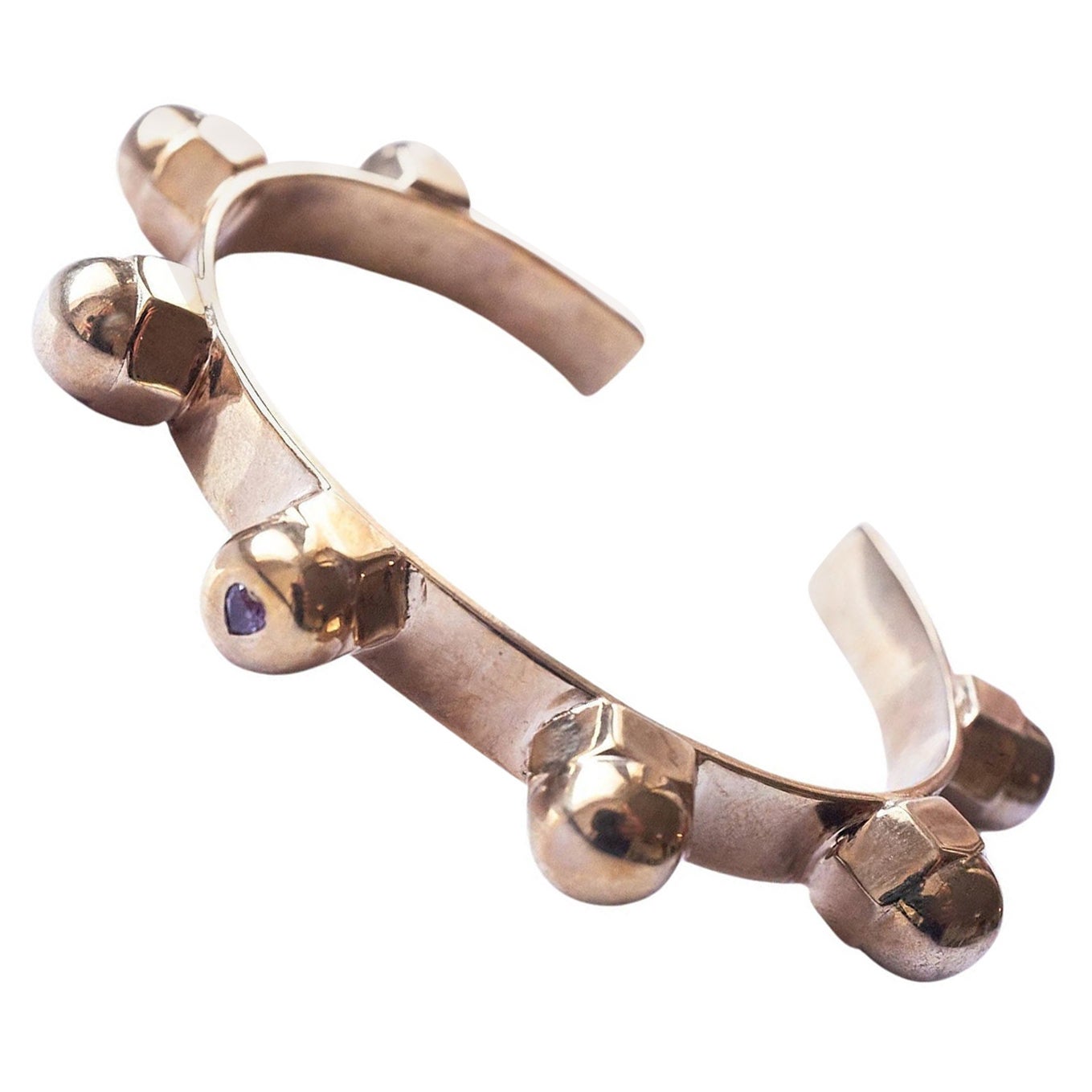 Love Heart Alexandrite Cuff Bangle Bracelet Bronze Studs J Dauphin For Sale