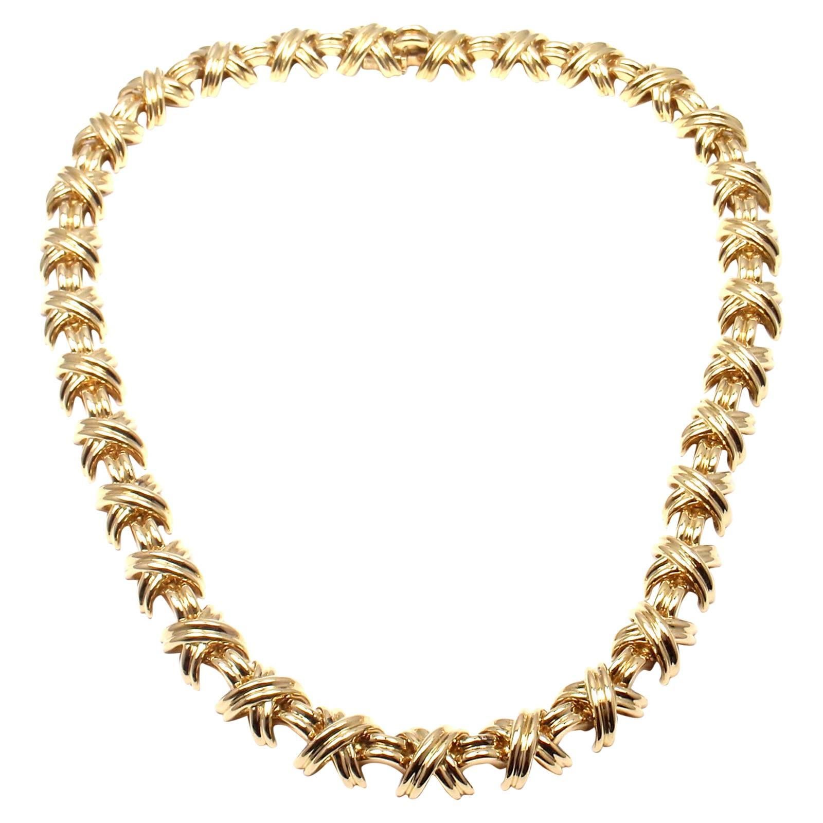 Tiffany & Co. Wide Signature X Gold Necklace