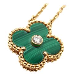 Van Cleef & Arpels Limitierte Auflage Alhambra Malachit Diamant Gold Halskette