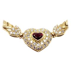 Chopard Ruby Diamond Gold Heart Necklace
