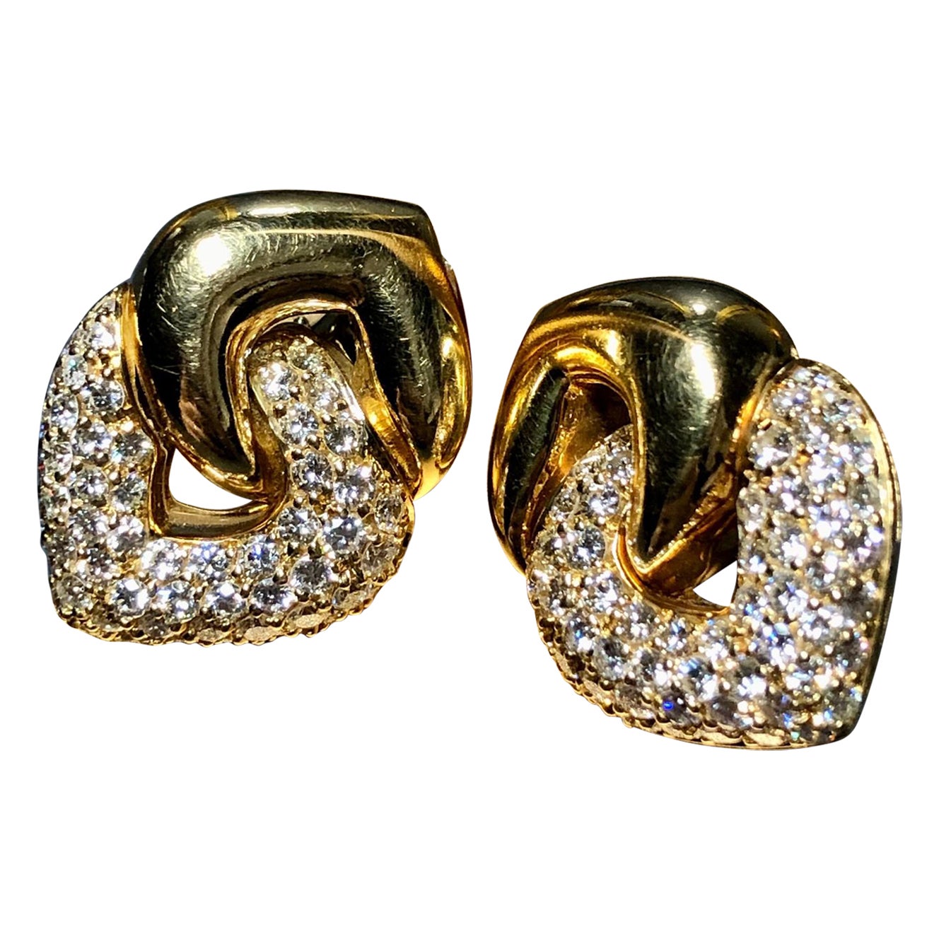 Vintage 18K Pave Diamond Huggy Earrings For Sale
