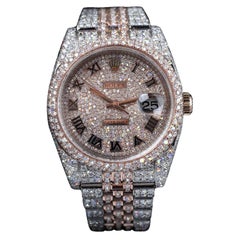 Used Rolex Datejust 36mm Steel and Pink Gold Custom Diamond Watch 116231