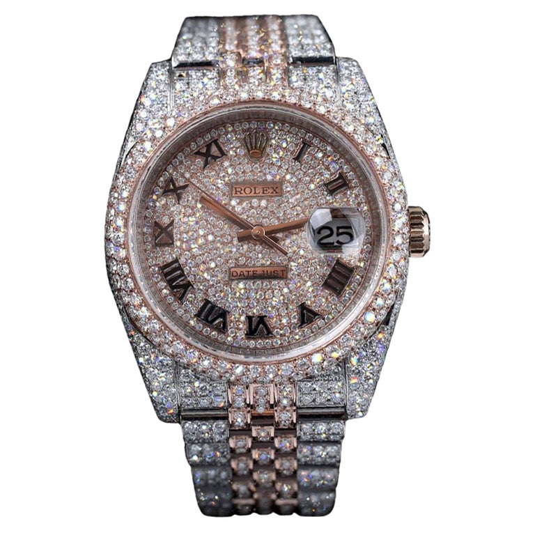 Rolex Datejust 36mm Steel and Pink Gold Custom Diamond Watch 116231 For  Sale at 1stDibs | rolex diamant, rolex cu diamante, rolex met diamanten  prijs