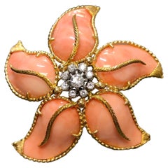 Spitzer & Furman 18k Coral Diamond Starfish Brooch