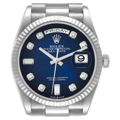 Rolex President Day-Date White Gold Diamond Dial Mens Watch 128239 Box Card
