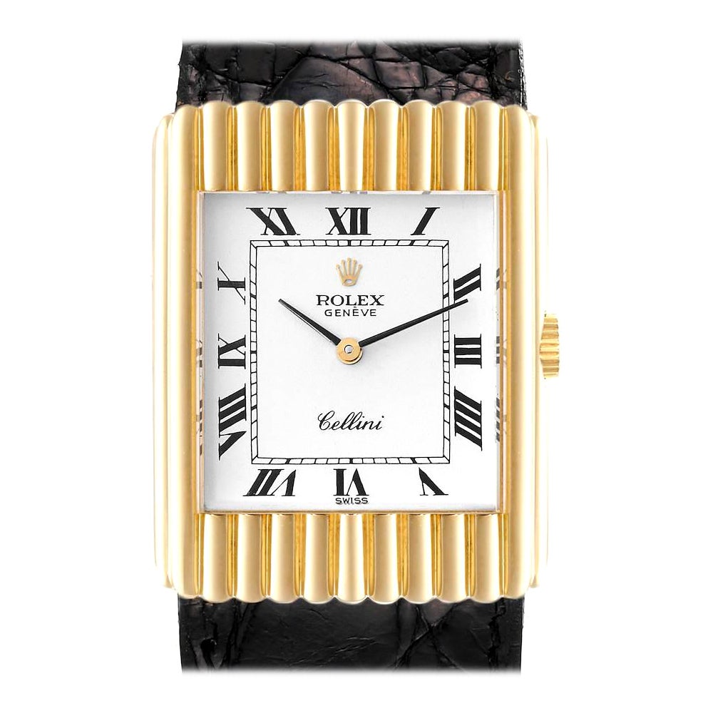 Rolex Montre Cellini vintage en or jaune 18 carats avec cadran blanc, pour hommes, 4016