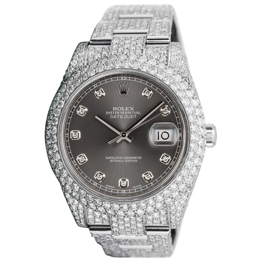 Rolex Mens Datejust II 41mm Stainless Steel Rhodium Diamond Dial For Sale