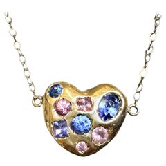 One of a Kind Sapphire Heart Candy in 14K Yellow Gold