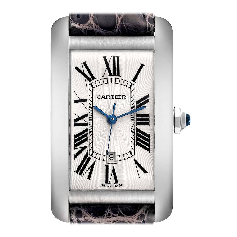 Cartier Tank Americaine Large White Gold Mens Watch W2603256 Box Card For Sale
