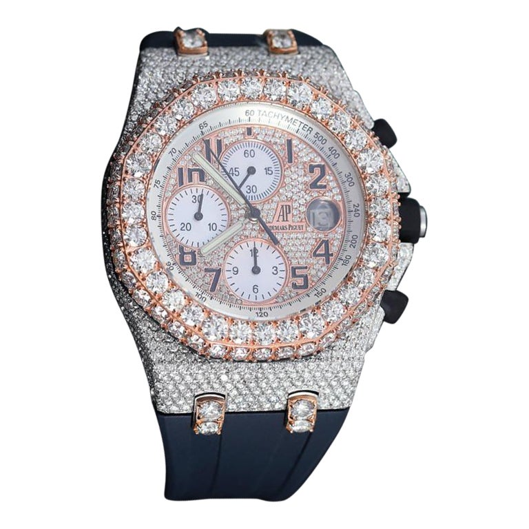 Audemars Piguet Royal Oak Offshore Chronograph Fully Iced Out Custom Diamond For Sale
