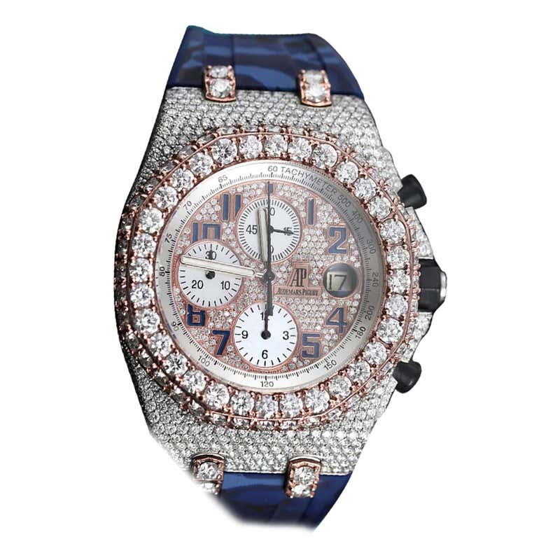 Audemars Piguet Royal Oak Iced Out Custom Two Tone Rose Gold Diamond ...