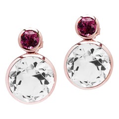 Goshwara Faceted Rock Crystal & Garnet Earrings
