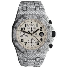 Reloj Audemars Piguet Royal Oak Offshore Cronógrafo Esfera Marfil Completamente Hielo