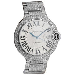 Cartier Ballon Bleu Mens Stainless Steel Diamond Watch W69012Z4
