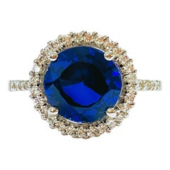 New African IF 3.5 Ct Kashmir Blue & White Sapphire Sterling Ring