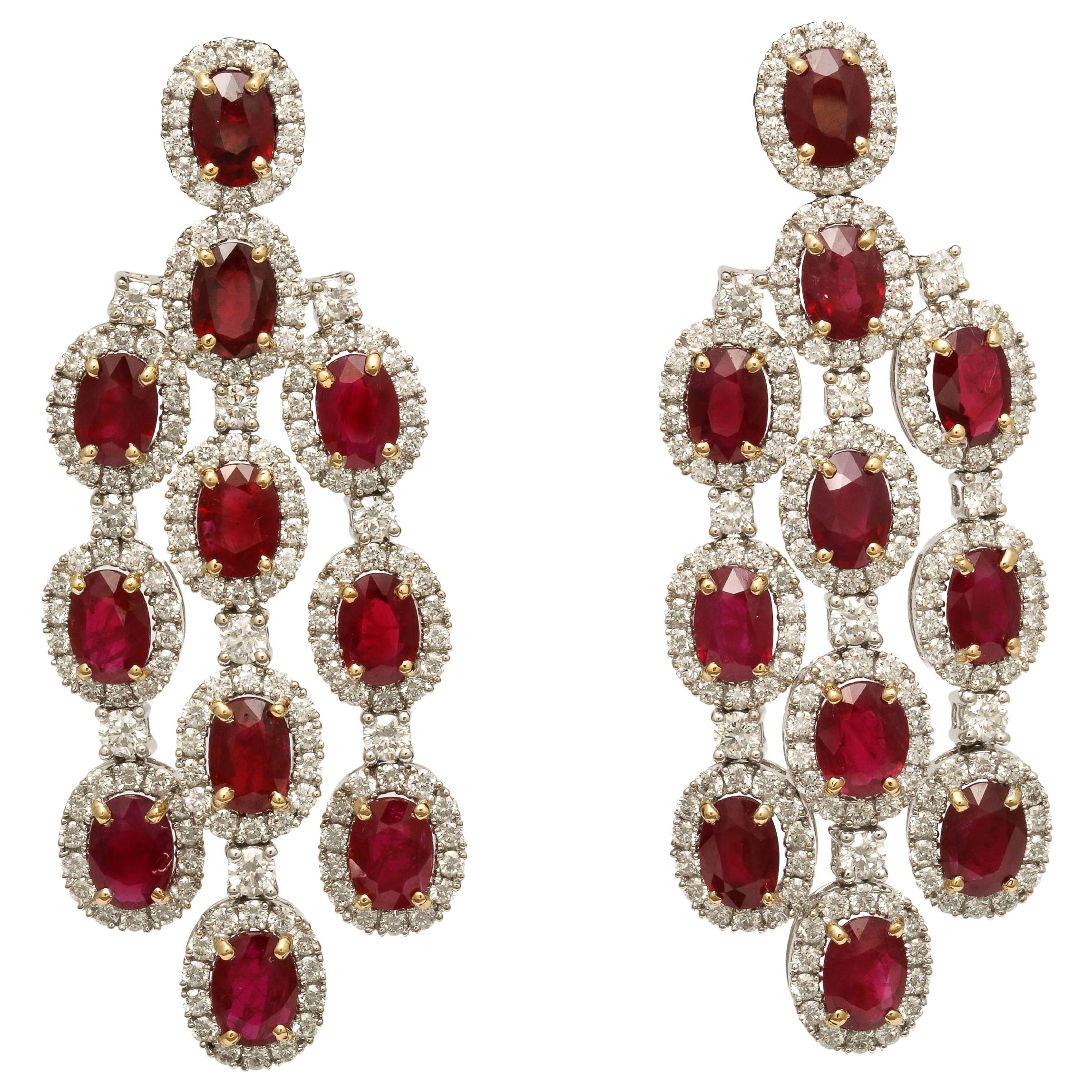 Ruby and Chandelier Earring For Sale
