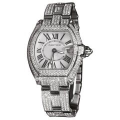 Cartier Roadster W62016V3 Ladies Custom Diamond Stainless Steel Watch
