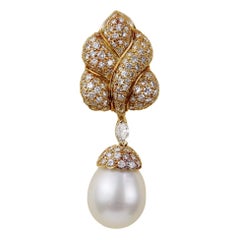 ECJ Collection 18K Yellow Gold 5.40ctw Diamond&Pearl Earrings