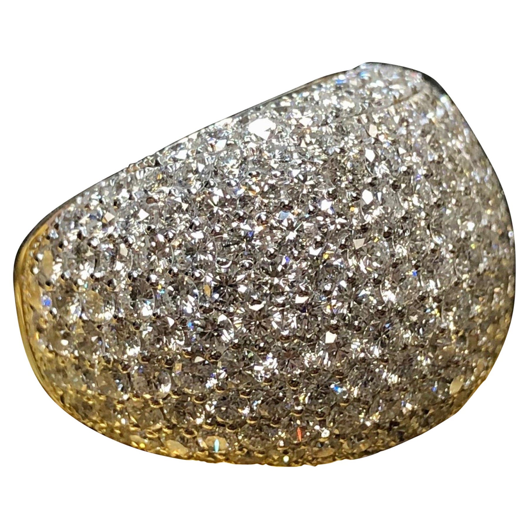 Estate 18K Pave Diamond Dome Cocktail Ring 7.50cttw G Vs Sz 7