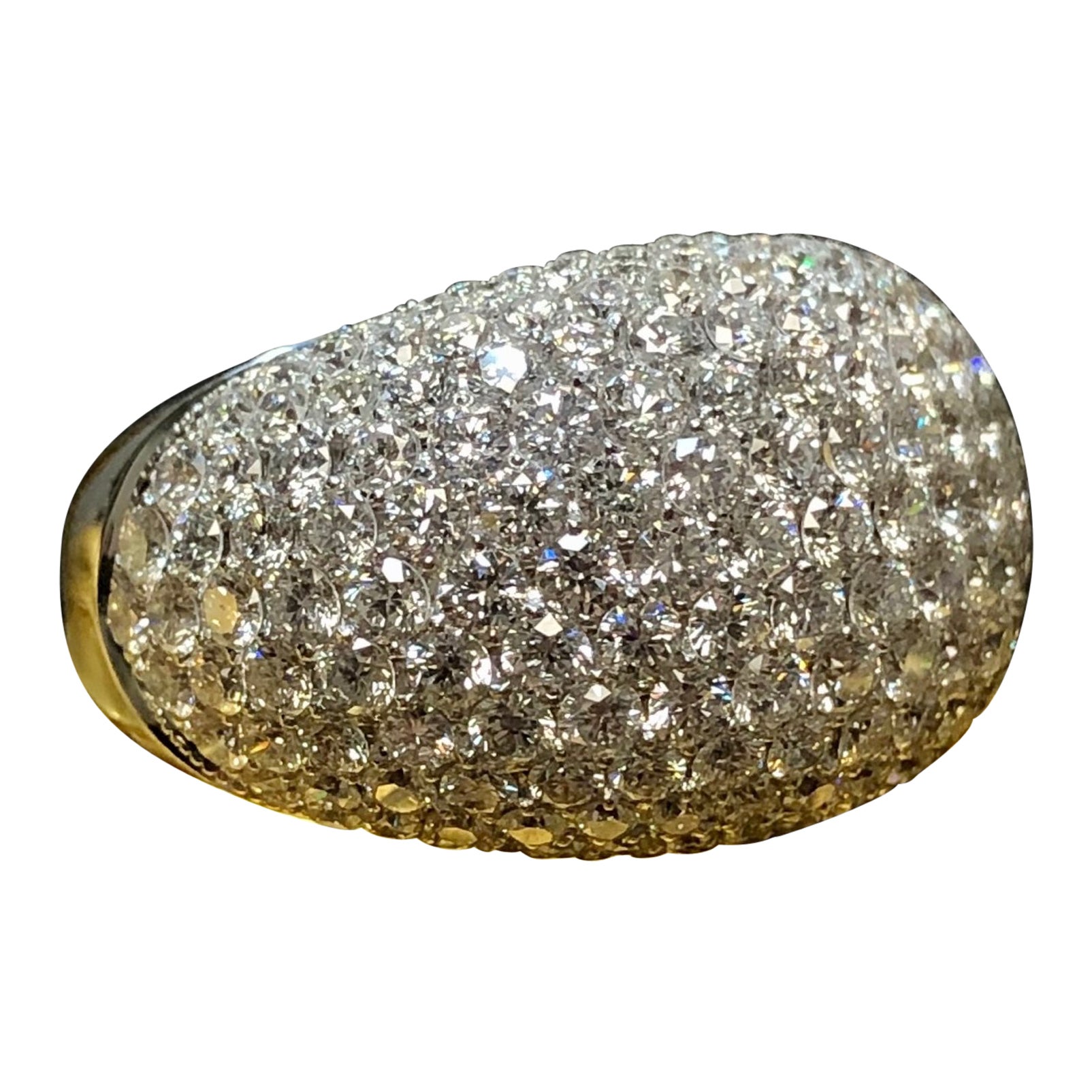 Estate 18K Pave Diamond Dome Cocktail Ring 6.20cttw G Vs Size 7.25 For Sale