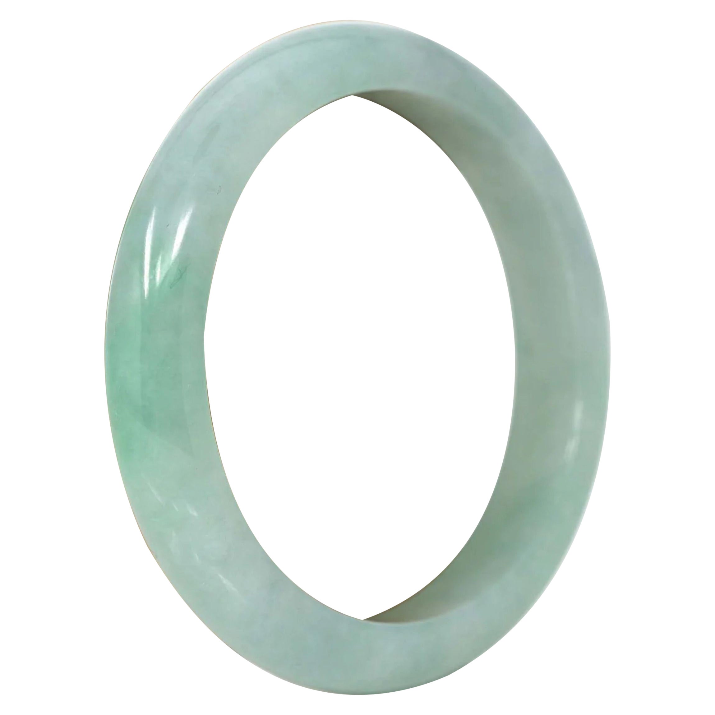 Halbrunder burmesischer Eisblauer-grüner Jadeit-Jade-Armreif (56,83 mm) #721 für Damen oder Herren im Angebot