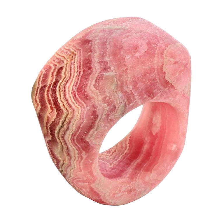 Rhodochrosite Ring Solid Stone Ring Statement Jewelry For Sale