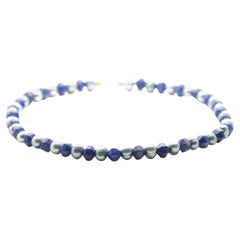 Intini Jewels Pearls Lapis Lazuli 18k Yellow Gold Boho Chic Women Deco Necklace