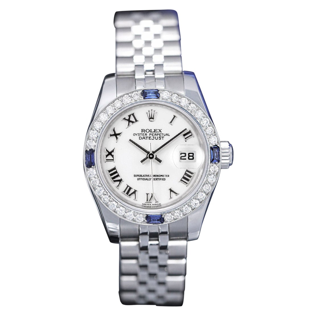 Rolex Ladies Datejust White Roman Numerals Dial 179174 Watch For Sale