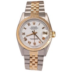 Women's Used Rolex Datejust Two Tone White Roman Numeral Dial 68273