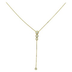 4 runde Brillant-Diamant-Halskette mit Falling-Gelbgold-Anhänger