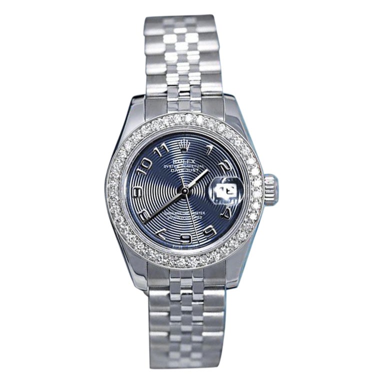 Rolex Ladies Datejust Blue Arabic Numerals Dial 179174 Watch For Sale