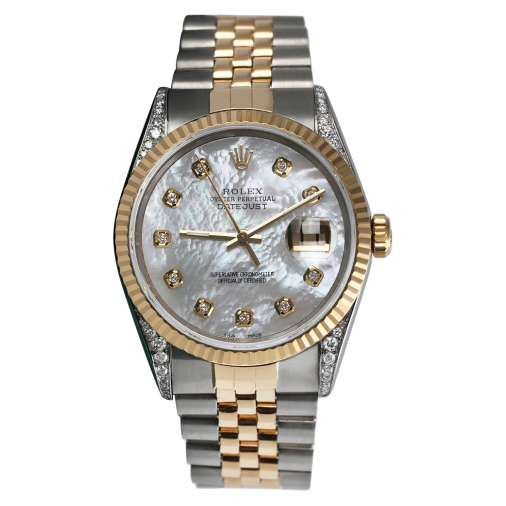 Rolex Datejust Two Tone Vintage Fluted Bezel with Diamond Lugs Watch For Sale
