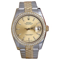 Rolex Datejust Champagne Index Dial with Diamond Bezel Two Tone Watch