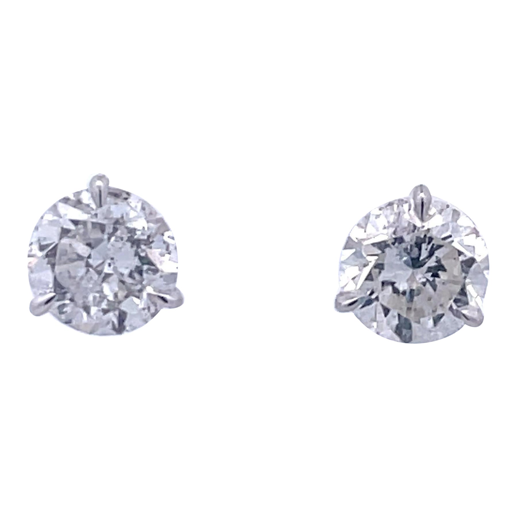 Diamond Stud Earrings 4.66 Carats G-H I1 18 Karat White Gold Champagne Setting For Sale