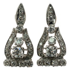 Natural Diamond Earrings Drop 14K White Gold 1.72 ct