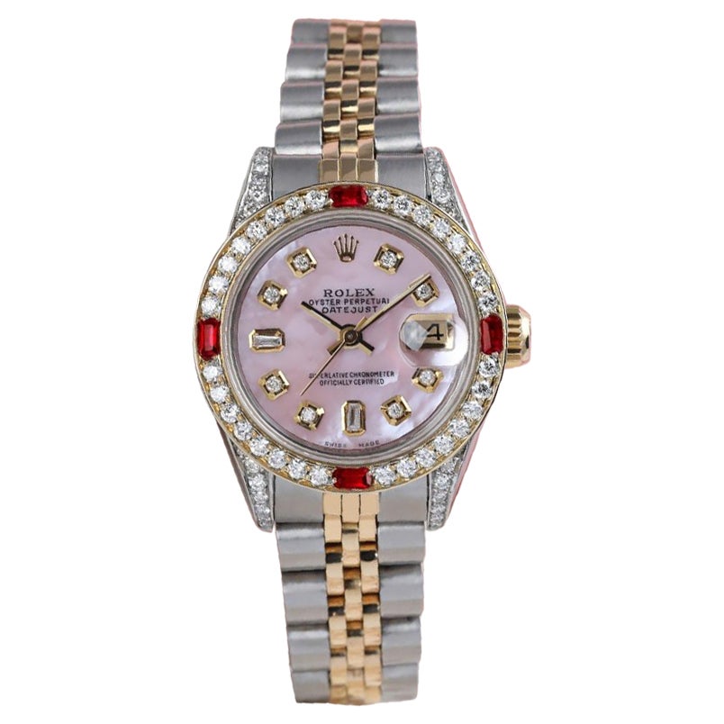 Ladies Rolex 26mm Datejust Two Tone Jubilee Pink MOP Mother Of Pearl Watch 69173 For Sale