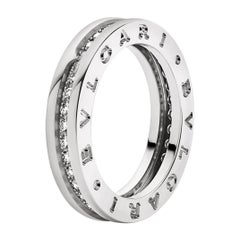 Bvlgari Bague « B. Zero 1 » avec diamants en or blanc 18 carats, taille 51 (5,5 États-Unis)