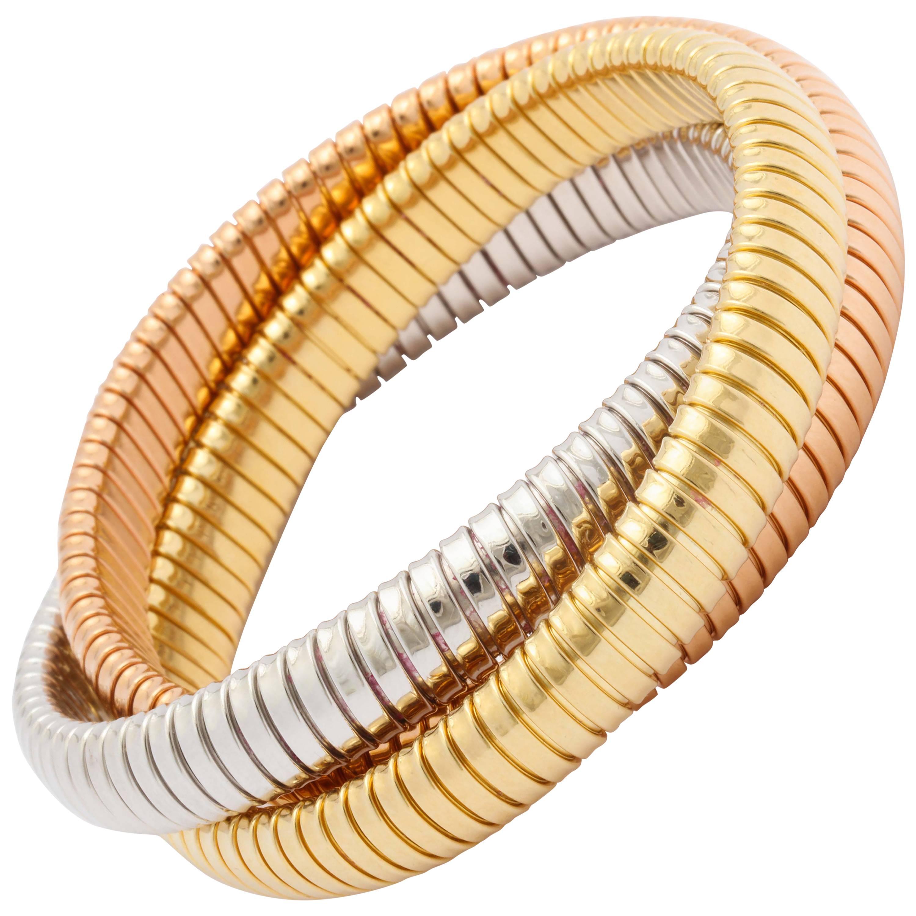  Three Color Gold Tubogaz Rolling Bracelet