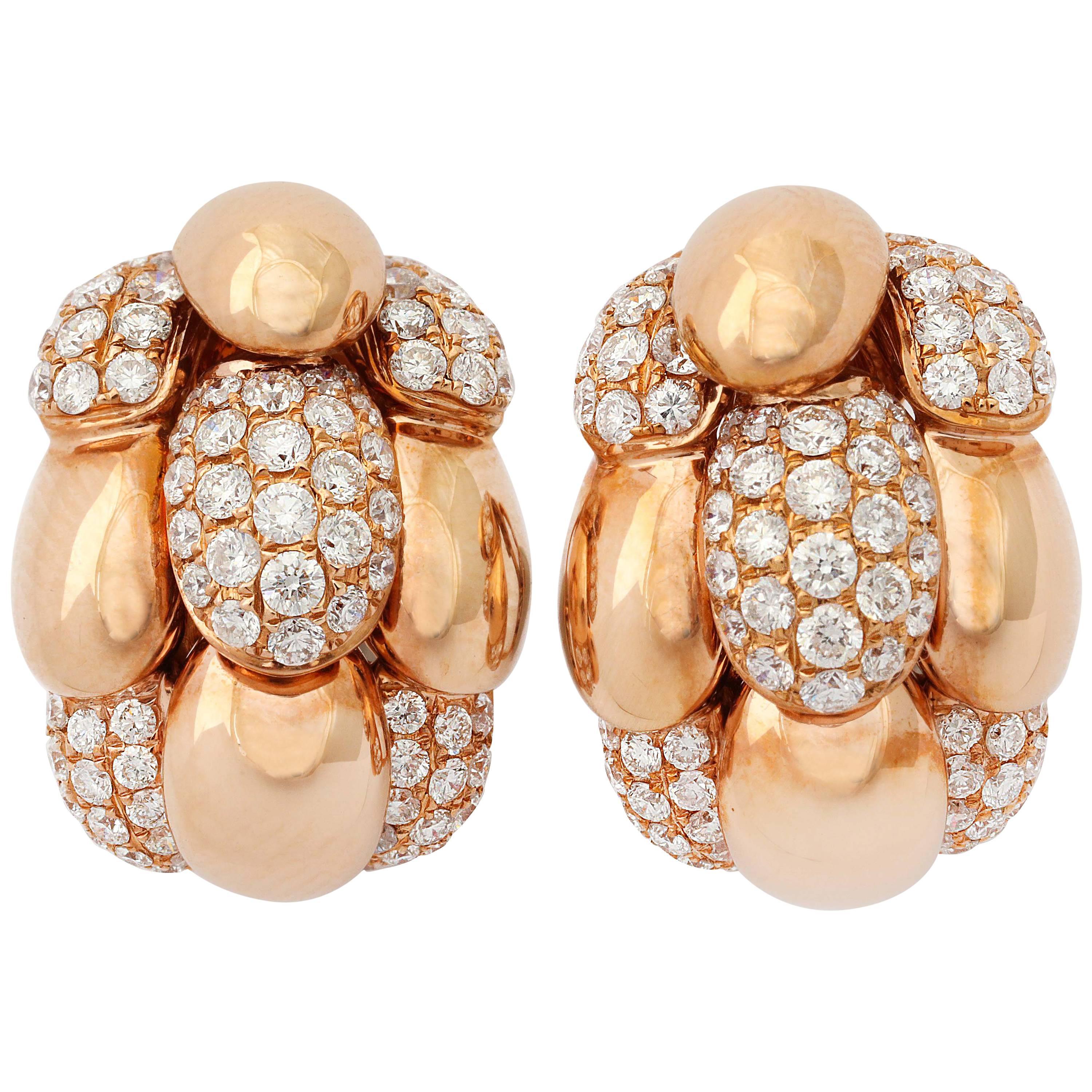 Diamond Rose Gold Earrings For Sale
