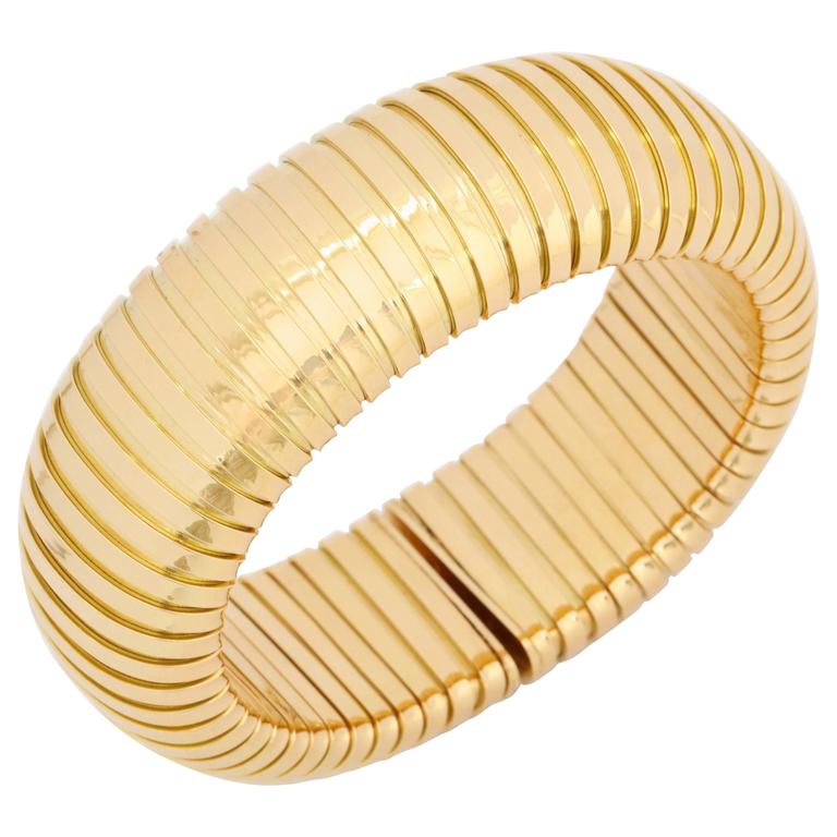 Gold Spring Loaded Tubogas Bracelet For Sale at 1stdibs