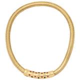  Retro Ruby Sapphire Diamond Gold Snake chain Necklace