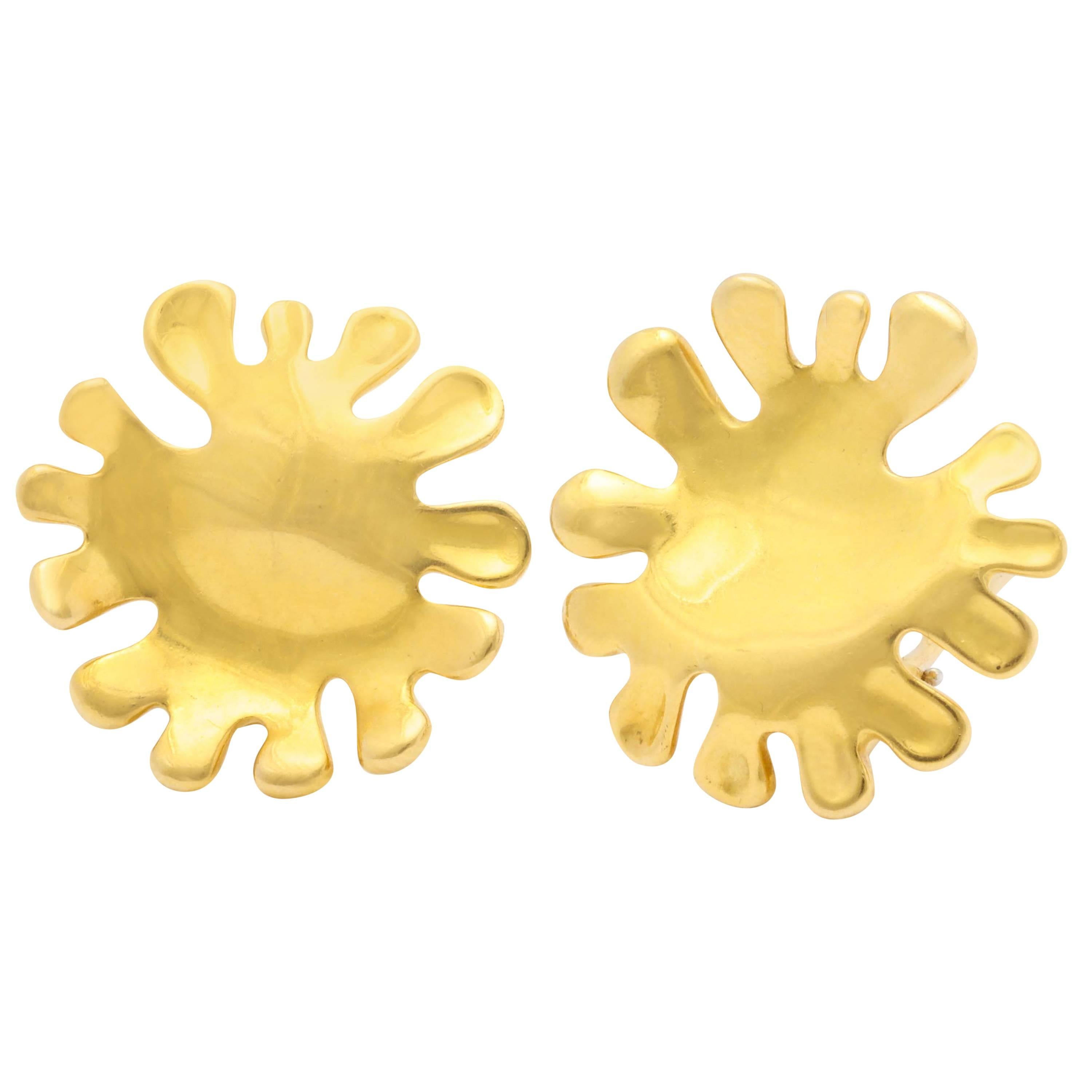 Tiffany & Co Gold Abstract Sunflower Earrings