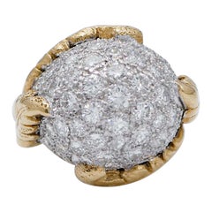 Vintage Diamonds, 18 Karat White and Yellow Gold Dome Ring