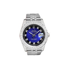 Rolex Montre Datejust New Style personnalisée avec lunette en diamants, cadran bleu Vignette en diamants