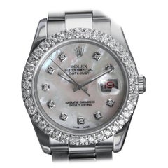 Rolex Datejust New Style Custom Diamond Bezel, White Mother of Pearl Dial