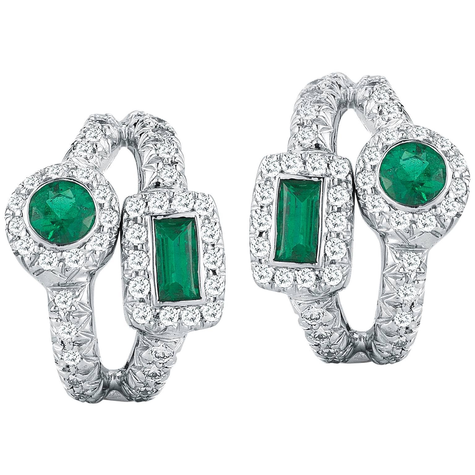 Emerald Diamond Gold Earrings